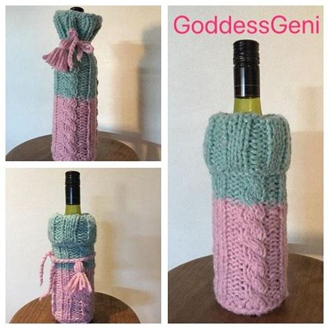 Handmade Knitted Wine Bottle Cozy Etsy Bottle Cozies Handmade Knitting Etsy Handmade