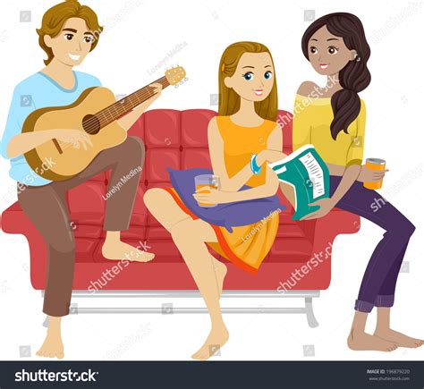 Illustration Of Teenage Friends Hanging Out Together 196879220