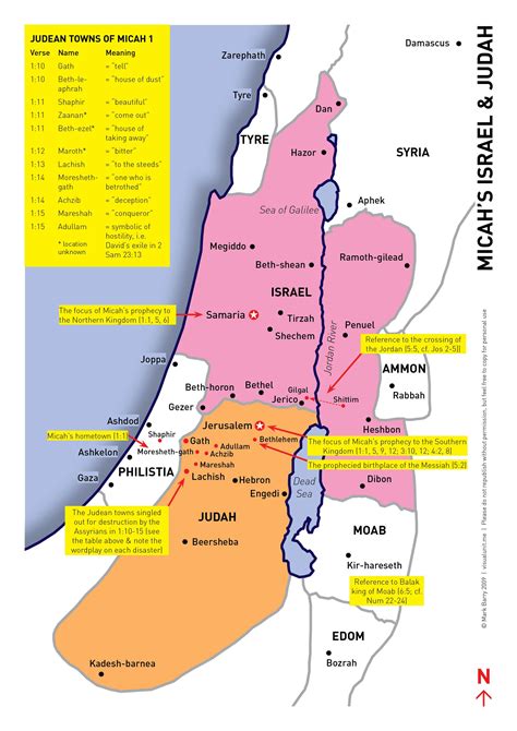 A Map Of Ancient Israel And Judah With References To The Book Of Micah