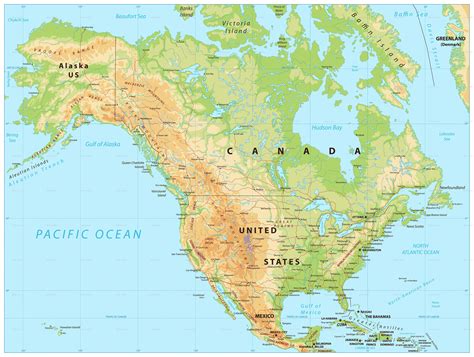 North America Physical Map Physical Map Map Physics