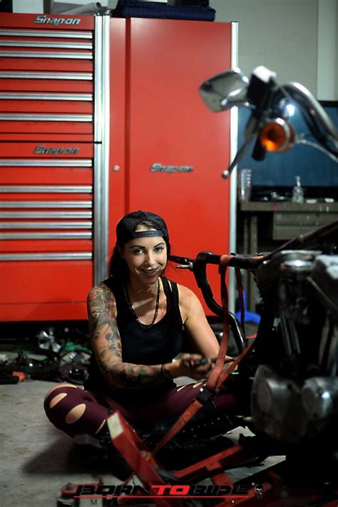 Born To Ride Motorcycle Babe Of The Week Brittany Working On Bike