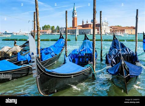 Berth With Gondolas Near Saint Mark S Square In Venice Italy Venetian