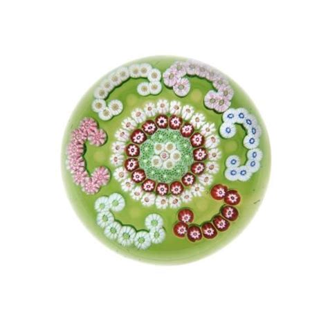 A Clichy Green Ground Patterned Millefiori Paperweight Circa 1850 Stained Glass Tattoo