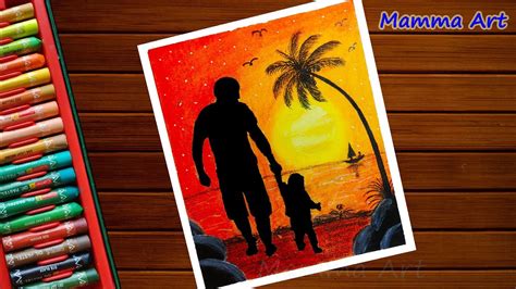 Pencil drawing tutorials for beginners and for all. Father's day drawing || Father and Son watching Sunrise ...