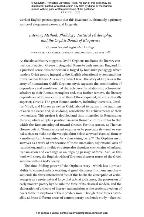 The Trials Of Orpheus Princeton University Press