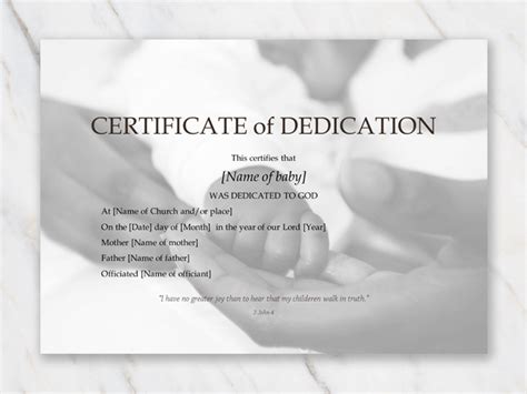 Baby Dedication Certificate Template For Word Free Printable
