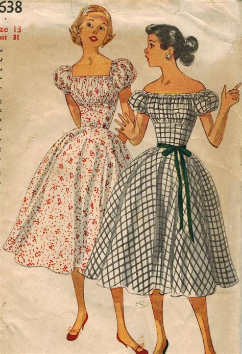 1950s Simplicity 4638 Vintage Sewing Pattern Junior Misses Off Etsy
