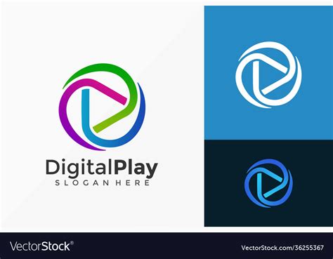 Digital Play Media Logo Design Creative Idea Vector Image