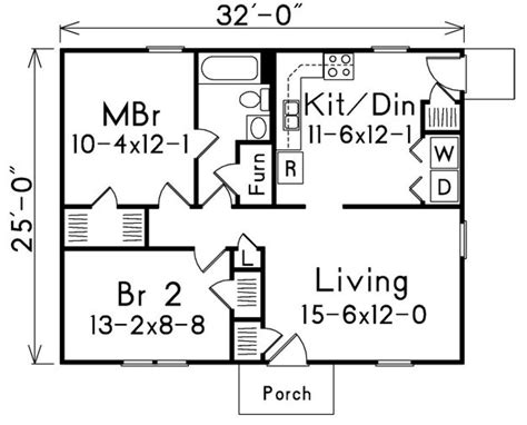 Narrow Lot Plan 800 Square Feet 2 Bedrooms 1 Bathroom 5633 00016