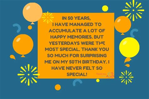 Heartfelt Thank You Messages For 50th Birthday Party
