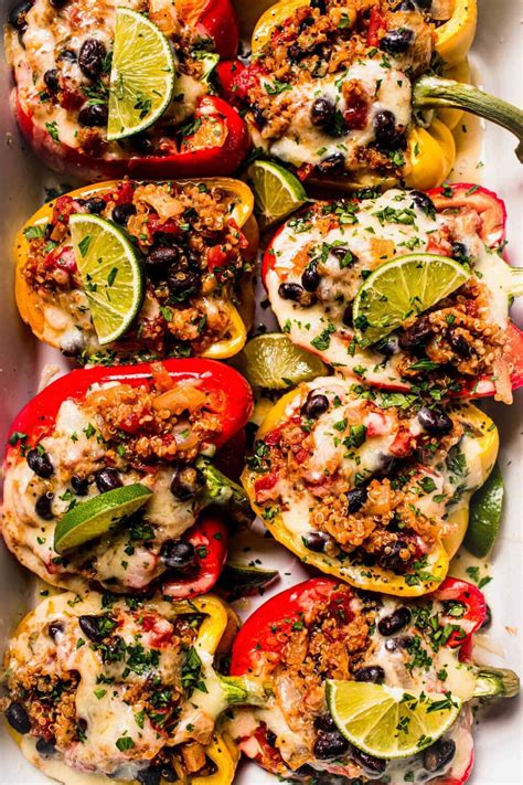 Stuffed Peppers With Quinoa Beef Easy Healthy