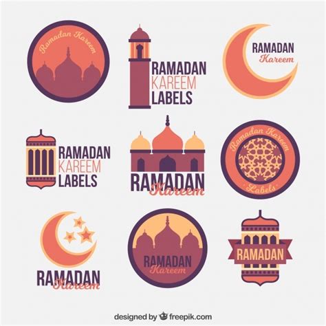 Free Vector Collection Of Beautiful Stickers Of Ramadan
