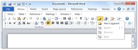 Where Is The Insert Comment In Microsoft Word 2007 2010