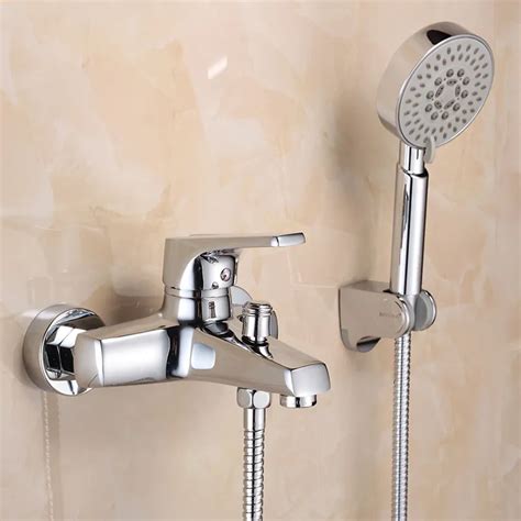 Wall Mounted Bathroom Faucet Bath Tub Mixer Tap With Hand Shower Head