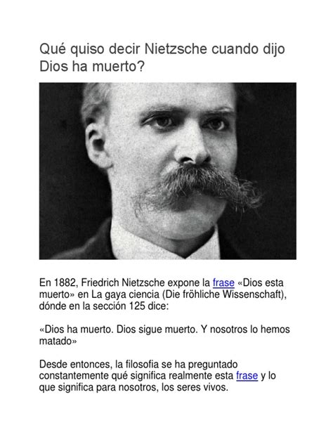 Qué Quiso Decir Nietzsche Cuando Dijo Dios Ha Muerto Friedrich