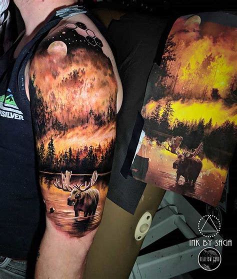 Shoulder Tattoo Forest Fire Nature Tattoo Sleeve Best Sleeve Tattoos