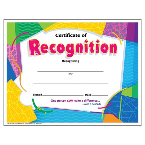 Certificate Of Recognition Colorful Classics Certs 30 Ct T 2965