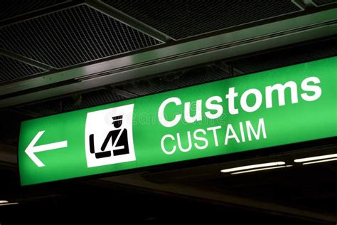 Customs Sign In Airport And Direction Arrow Stock Photo Image Of Sign