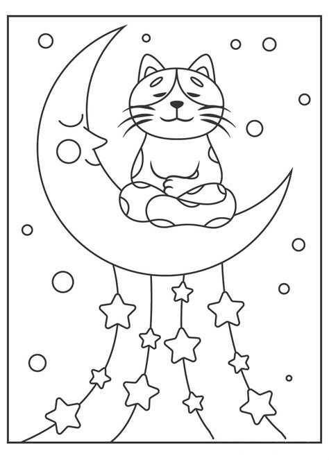 Gato Sentado En La Luna Para Colorear Imprimir E Dibujar Coloringonlycom