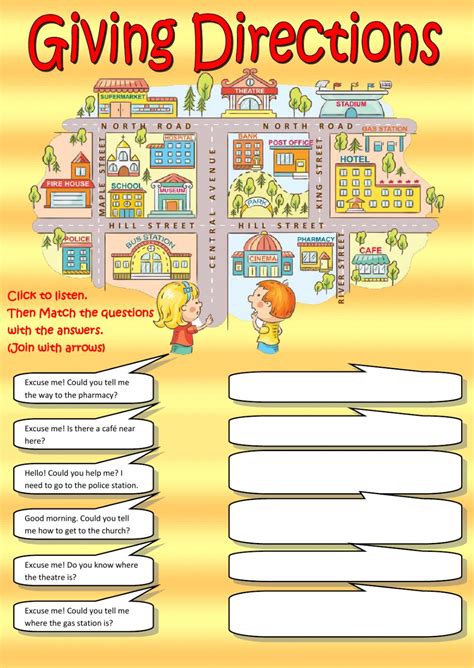 giving directions listening interactive worksheet