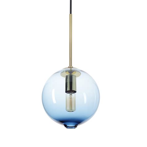 Casamotion Zurich 8 In W X 17 In H 1 Light Brass Hand Blown Glass Pendant Light With Blue