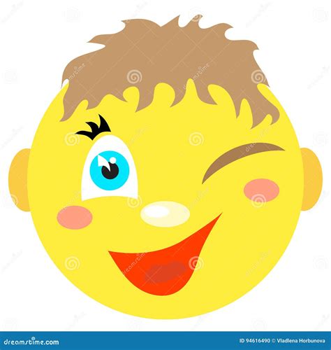 Smiley Boy Winks And Smiles Stock Vector Illustration Of Happiness