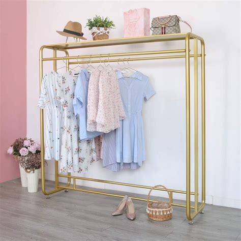 Gold Clothing Rack Modern Display Rack With Shelf Metal Garment Rack