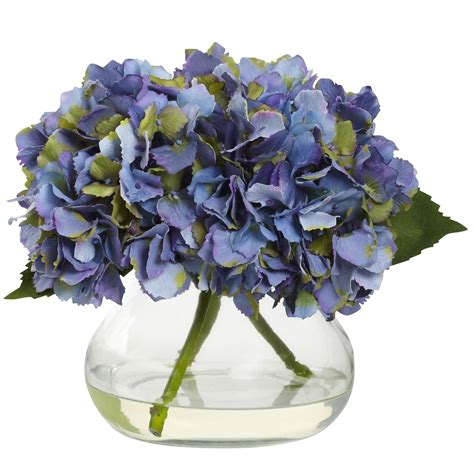 Blooming Hydrangea w/Vase - Blue | Hydrangea arrangements, Hydrangea vase, Faux hydrangea