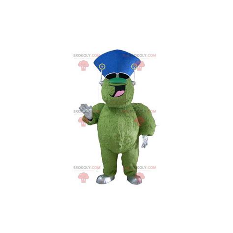 Very Smiling Hairy And Plump Green Monster Mascot Sizes L 175 180cm