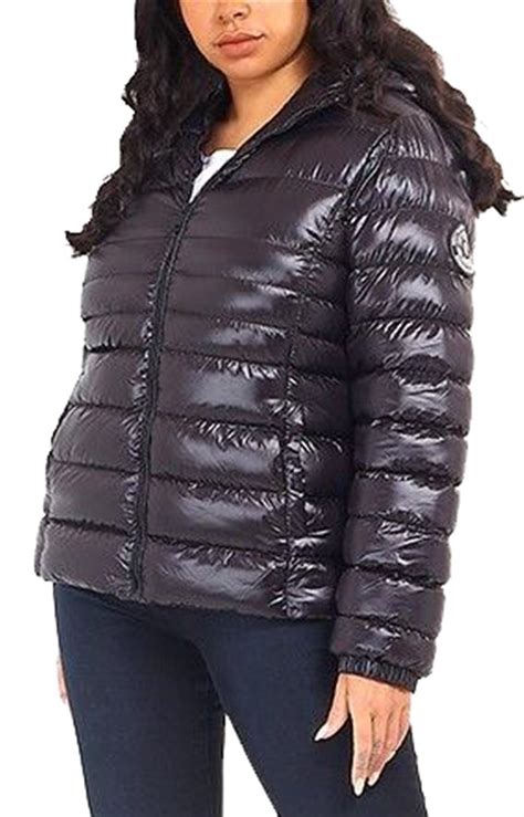 womens brave soul faux down everett cire quilted hooded padded puffer