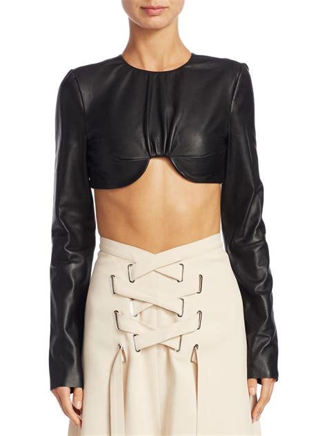 Lyst Tre By Natalie Ratabesi Cropped Leather Top In Black