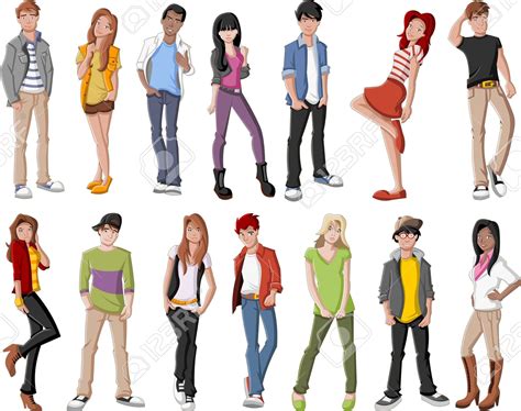 El Grupo De Personas De Dibujos Animados De Moda Joven People