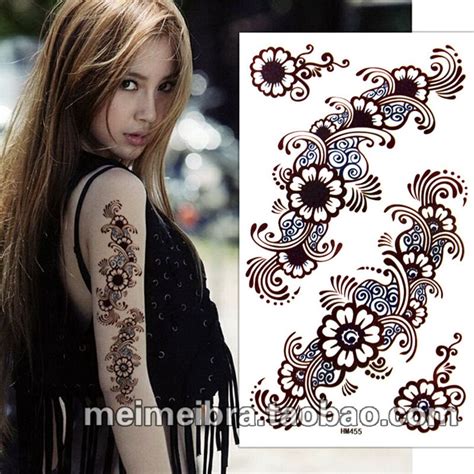 Buy Women Brown Temporary Tattoo Sticker Beach Flower Arm Leg Sex Products Body