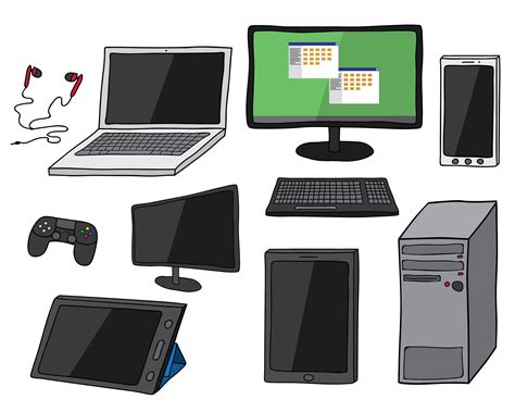 Computer And Electronic Gadget Hand Drawn Clipart Set High Etsy