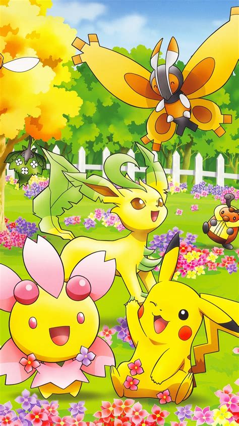 Cute Pokemon On Iphone 6s Wallpaper With Colorful Natures Background Hd Wallpapers For Free