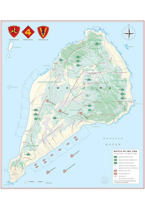 Iwo Jima Battle Map Pacific War Etsy Ireland
