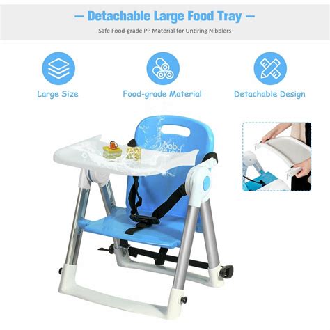 Baby Booster Folding Travel High Chair With Safety Belt And Tray Costway