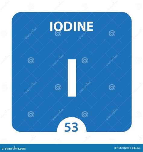 Iodine I Chemical Element Iodine Sign With Atomic Number Chemical 53