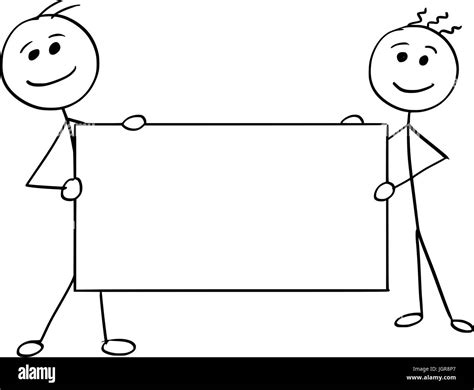 Cartoon Vector Stick Man Stickman Drawing Of Two Smiling Men Holding
