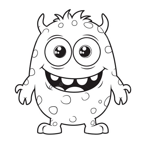 Dibujo De Monstruo Lindo Para Colorear Páginas Niños Un Boceto Contorno En Blanco Y Negro Vector