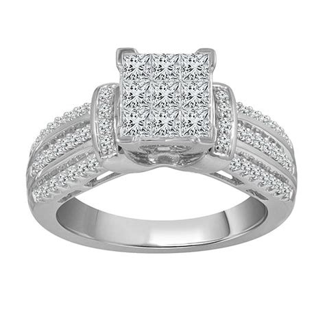 Womens 1 Ct Tw Genuine White Diamond 10k White Gold Engagement Ring