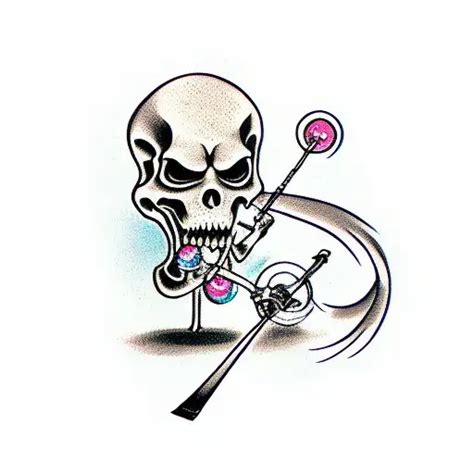 Traditional Grim Reaper Blowing Bubbles With Scythe Tattoo Idea