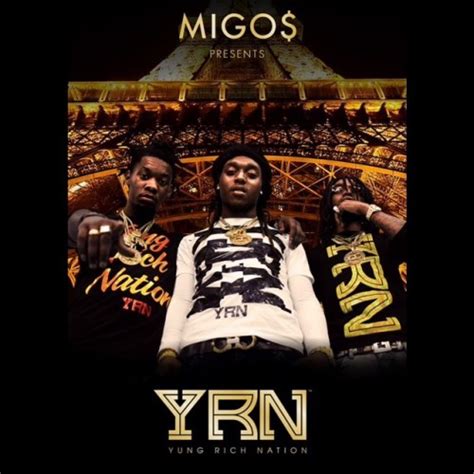 The background of the front cover is of a police do not cross tape which is symbolic as it represents what the content of migos's album is going to consist of which. Migos - Yung Rich Nation (Album Cover)