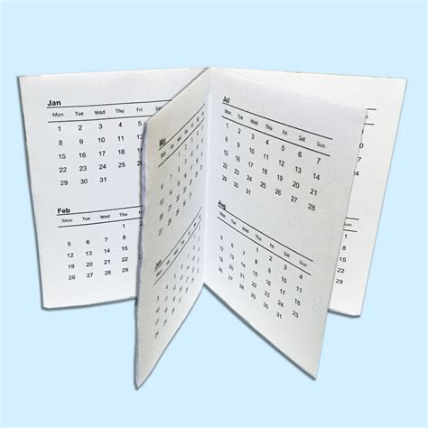2021 Pocket Mini Calendar 8 Page Foldable Printable A7 Size Diy Zine