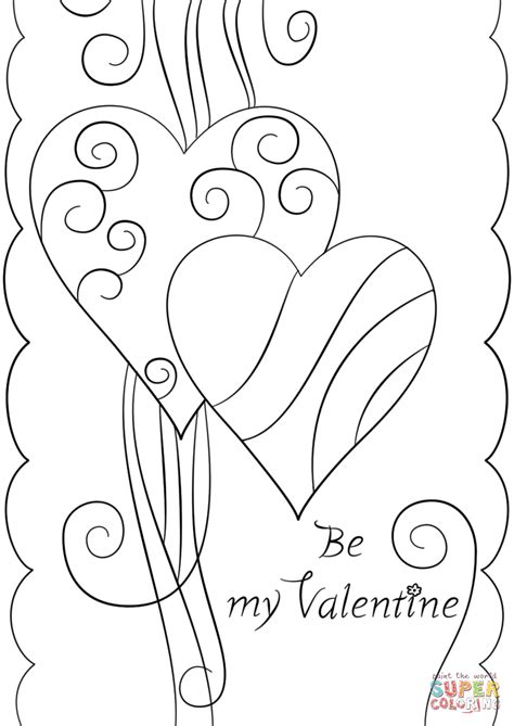 Adorable valentines day coloring cards. Valentine's Day Card "Be My Valentine" coloring page | Free Printable Coloring Pages