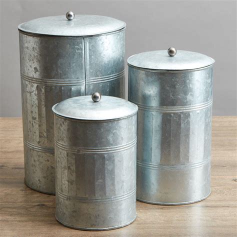 Galvanized Metal Container Set Decorative Containers Kitchen And