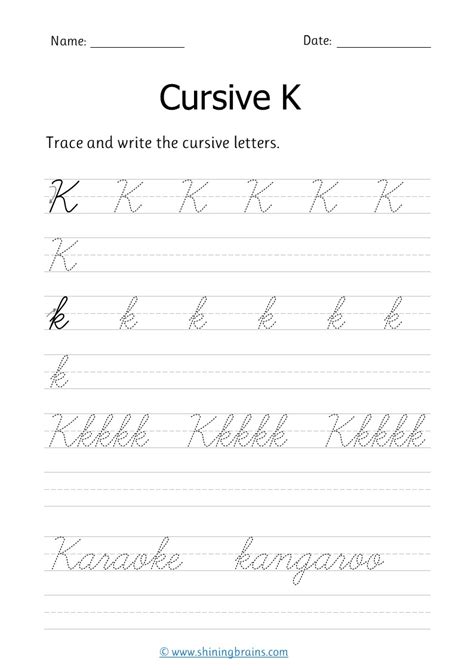 Printable Letter K In Cursive Writing Fancy Cursive Cursive Letters