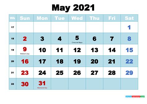 Printable Calendar May 2021 33 Printable Free May 2021 Calendars With