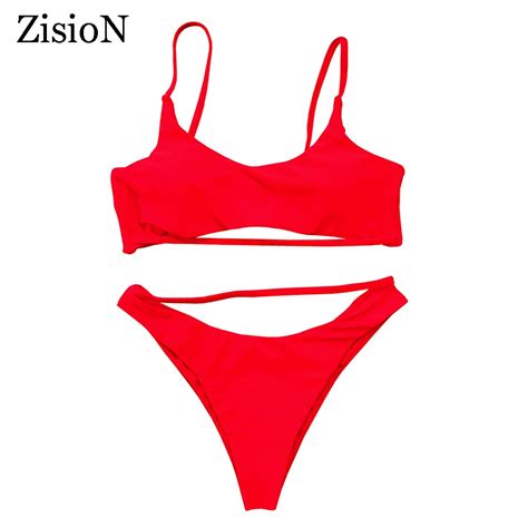 Zision New 2018 Brazilian Swimming Suits Sexy Swimwear Women Solid