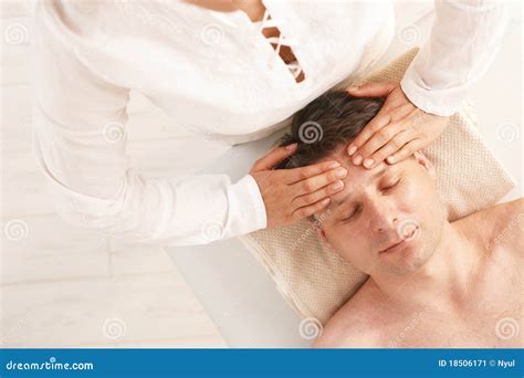 Man Getting Relaxing Head Massage Stock Image Image Of Indoor Lying 18506171
